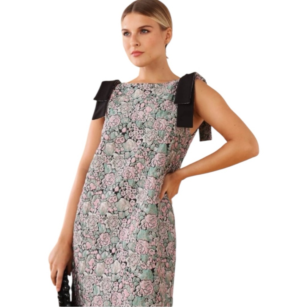 Abbey Glass Michelle Floral Jacquard Sleeveless Dress In Bursting Bloom Size XL - Picture 4 of 12